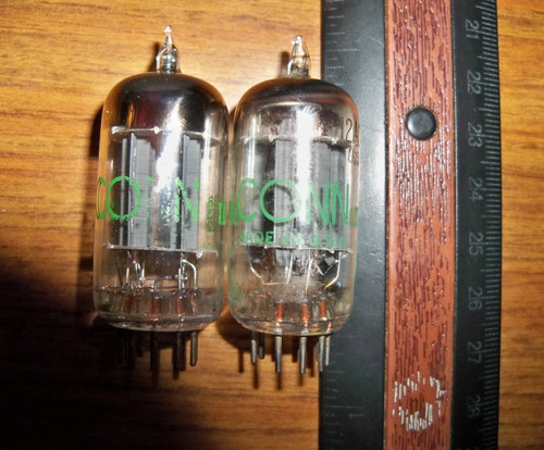 2 Strong Matched CONN by SYLVANIA Long Gray Plate O Getter 12AU7A / ECC82 Tubes