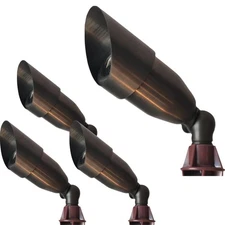 (Pack of 4) 285299 Solid Brass 12V LED Landscape Lighting Accent Spotlight
