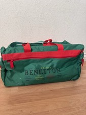 Borsone vintage UNITED COLORS OF BENETTON verde borsa bagaglio cerniera tasca