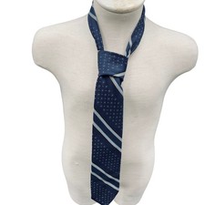 Navy Blue Striped Mens Tie