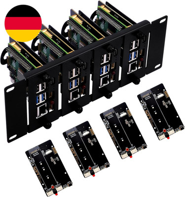 Geeekpi 10 Zoll 2U Rack Mount Für Raspberry Pi 5, Mit 4PCS Pcie Auf M.2 Nvme SSD
