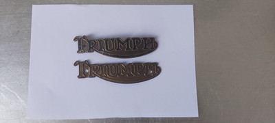 Oldtimer Vorkrieg Messing Triumph Motorrad Tankabzeichen