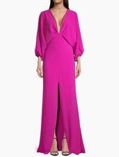 Sachin & Babi Gabby Beaded Magenta Gown Dolman Sleeves NWT Size 4