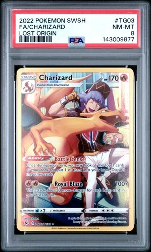 2022 POKEMON SWORD & SHIELD LOST ORIGIN #TG03 FULL ART/CHARIZARD PSA 8