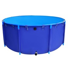 Canvas Fish Pond Above Ground Fish Tank 634 Gal Round Koi Pond (Blue)