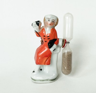 Cute Lady Egg Timer Hourglass Sand Woman Porcelain Figurine Figure Old VTG Japan