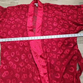 Sexy  Red Robe/Kimono Jacquard Heart Design Morgan Taylor Intimates Size PS