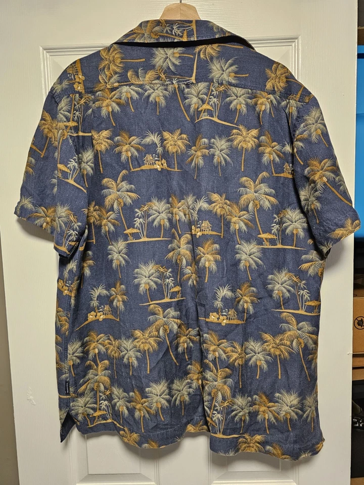 Camisa masculina Alex Cannon L havaiana manga curta tropical com botões - Imagem 3 de 3