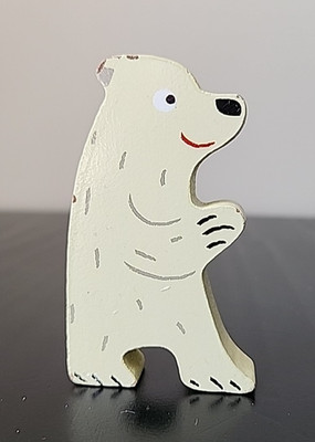 Wooden Polar Bear Toy Figure 3''