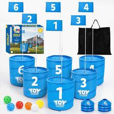 Golf Game Set, 6 Holes Backyard Golf Bucket Game for Adults Kids, Practice Golf