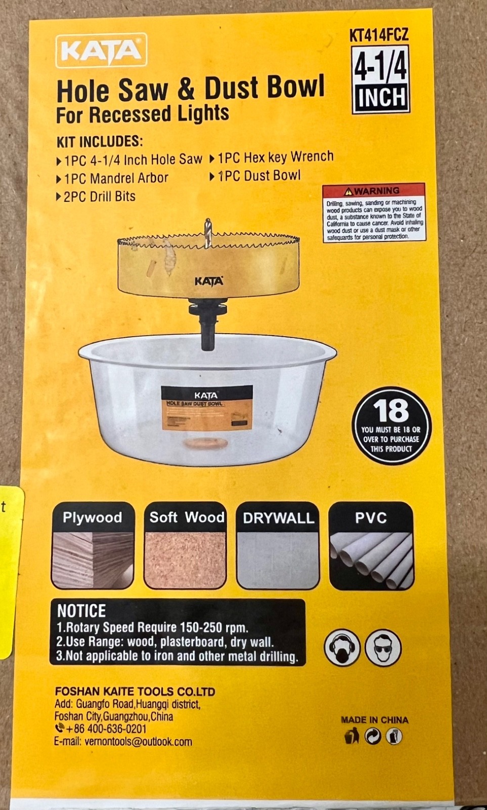 KATA 4 Hole Saw 4-1/4 in Silicone Dust Bowl recessed lights Sheetrock