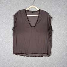 Grade Gather Blouse Large Fringe Festival Lagenlook Coastal Boxy Neutral Minimal