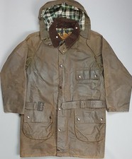 1998 Barbour Solway Zipper C38 Mens Small Heavy Brown Waxed Jacket With Pile