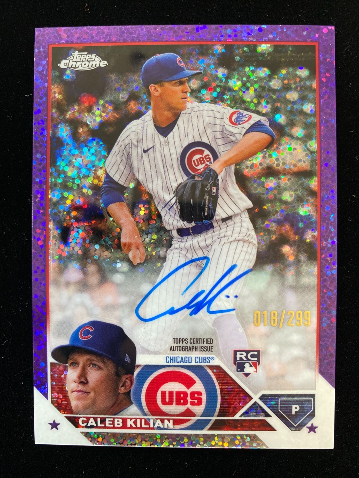 2023 Topps Chrome CALEB KILIAN Rookie #RA-CK PURPLE REFRACTOR AUTO #/299 Cubs RC