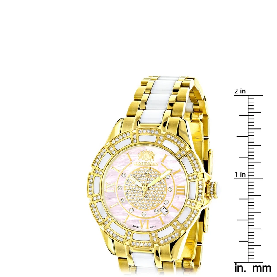 Reloj Diamante Hombre y Mujer | Luxurman Galaxy 38 mm | Esfera Rosa Foto 4 de 4