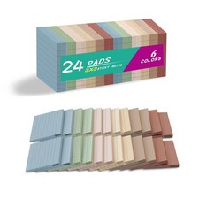 (24 Pack) Lined Sticky Notes 3x3 in,Vintage Notepads 3X3 Inches, Multi Color