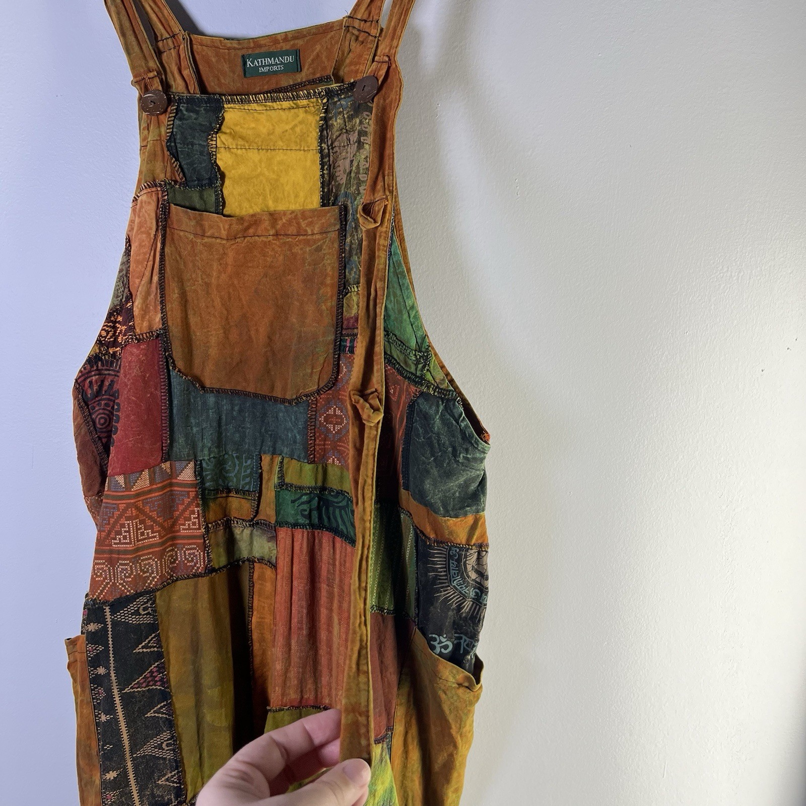 Kathmandu Imports One Size Patchwork Overalls Wid… - image 7