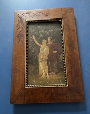 Jugendstil Gemälde Öl auf Holz "römische Malerei" um 1900 Fresko liebende