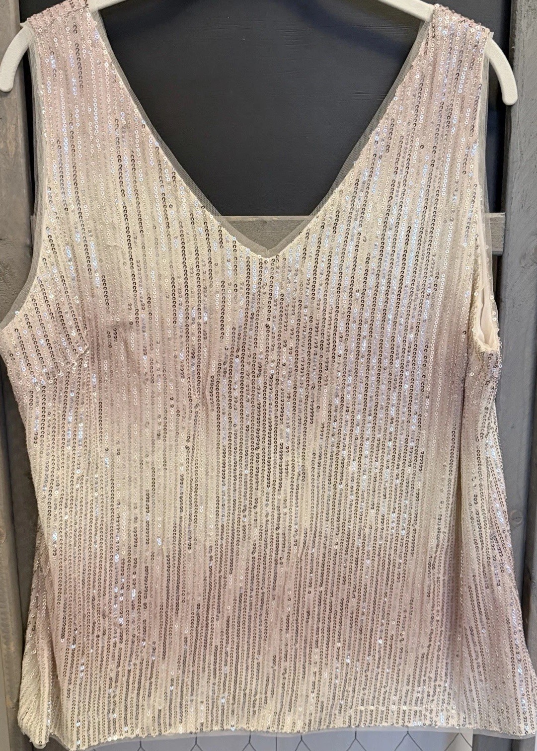 Grace Karin Women Ombre Sequin Mesh V-Neck Plus Sleeveless Tank Top XXL