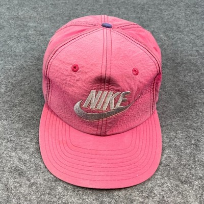 Vintage Nike Cap Mütze Pink Nylon Metallic Swoosh 80er 90er Retro Strap Back Futura