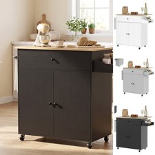 Kitchen Island with Drop Leaf, Rolling Kitchen Storage Trolley on Wheels