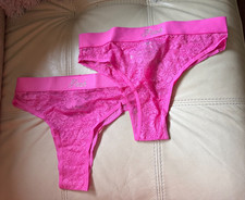 TWO 2 Pink Victoria's Secret Bling Lacie Logo Brazilian Panty NEW with TAGS