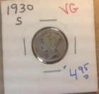 Old World US Coin Lot United States 90% Silver Mercury Dime 1930-S VG KM#140