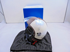 Piaggio Copter Pearl White Leather ABS Jet Open Face Helmet With Visor 606387M