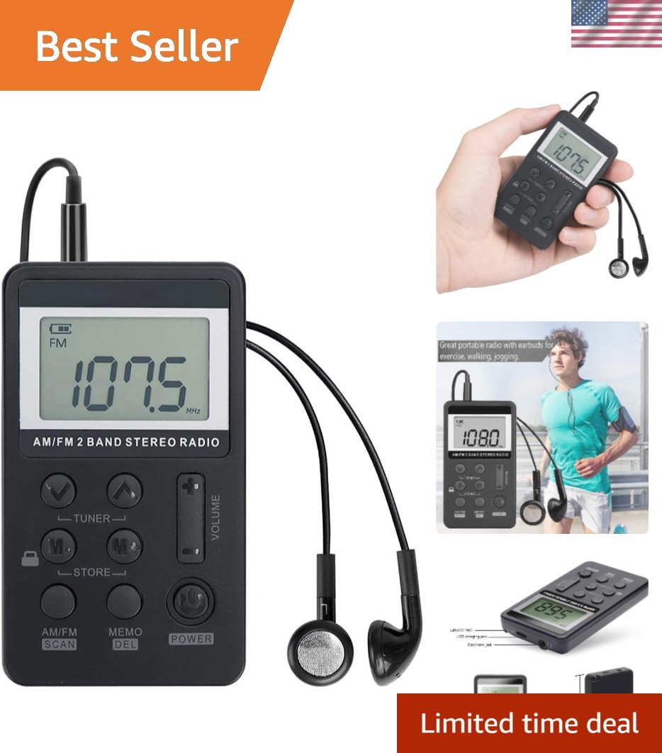 Personal AM/FM Digital Tuning Radio - Portable & Compact for Gym and Outdoor Use