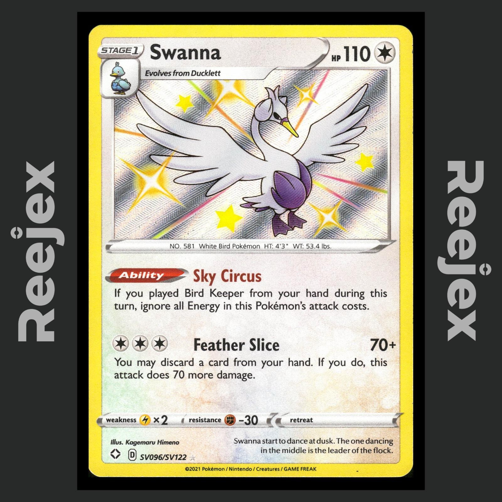 Swanna - SV096/SV122 - Shiny Rare - Shining Fates Shiny Vault - Pokemon - NM/M