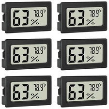 6 Pack Digital Cigar Humidor Hygrometer Thermometer Temperature Gauge Meter LED