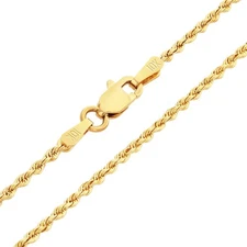 10K Yellow Gold 1.8mm Diamond Cut Rope Chain Link Necklace Mens Womens 20"