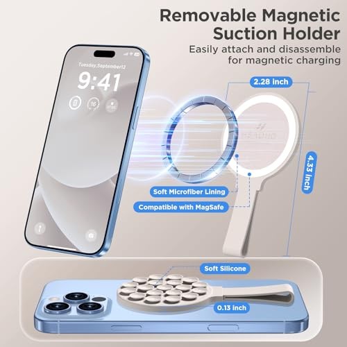 Magnetische Saugnapf Handyhalterung für MagSafe Case, Silikon Octo Cup Stein - Bild 2 von 7