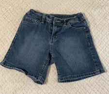 FADED GLORY Girl's Med Wash Adj Waist Reg Fit Bermuda Stretch Jean Shorts sz 12