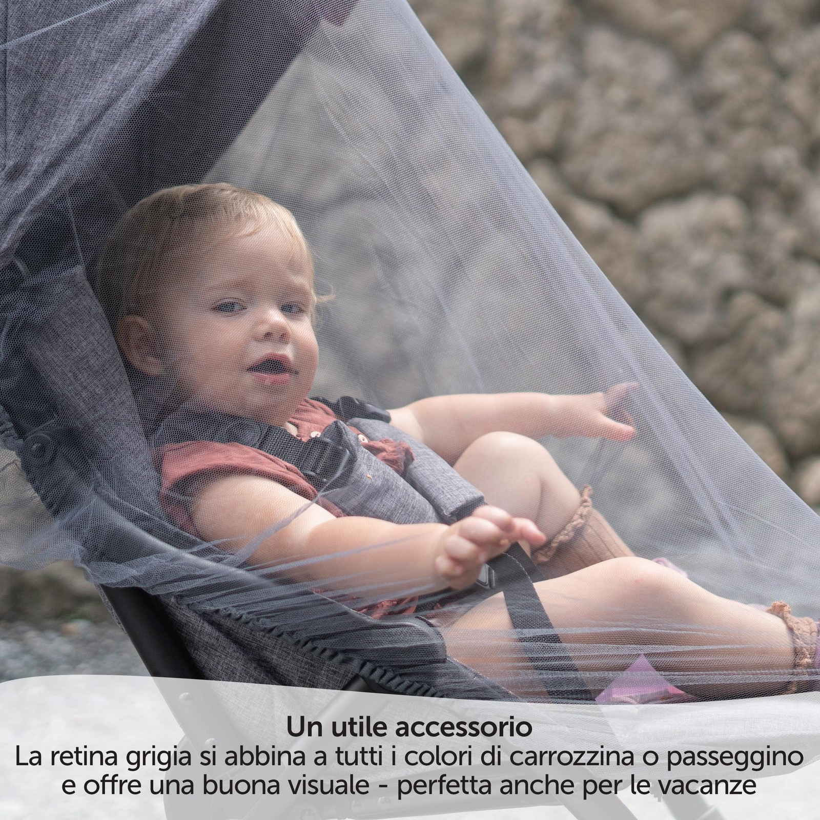 Zanzariera Passeggino Universale Grigio Nero Rete a maglia fine Pieghevole e foto 6