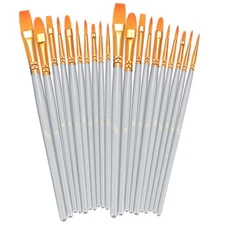 BOSOBO Paint Brushes Set 2 Pack 20 Pcs Round Pointed Tip Paintbrushes Nylon H...