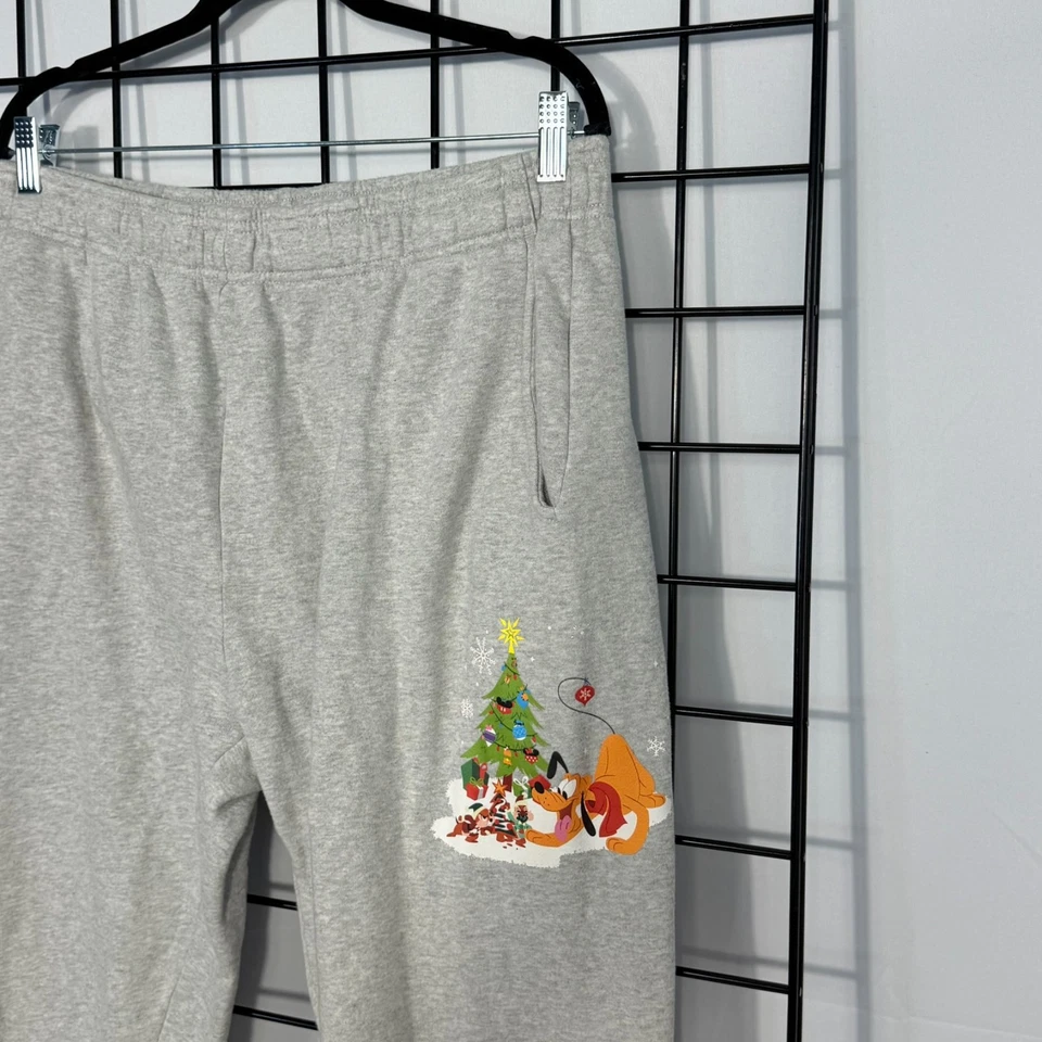 Рождественские тренировочные штаны Disney для взрослых L большие серые Pluto Chip N Dale праздничные - Изображение 2 из 4