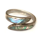 Vintage Ring MARKED 925 STERLING SILVER Size 7.5 Abalone Shell Band  lot y