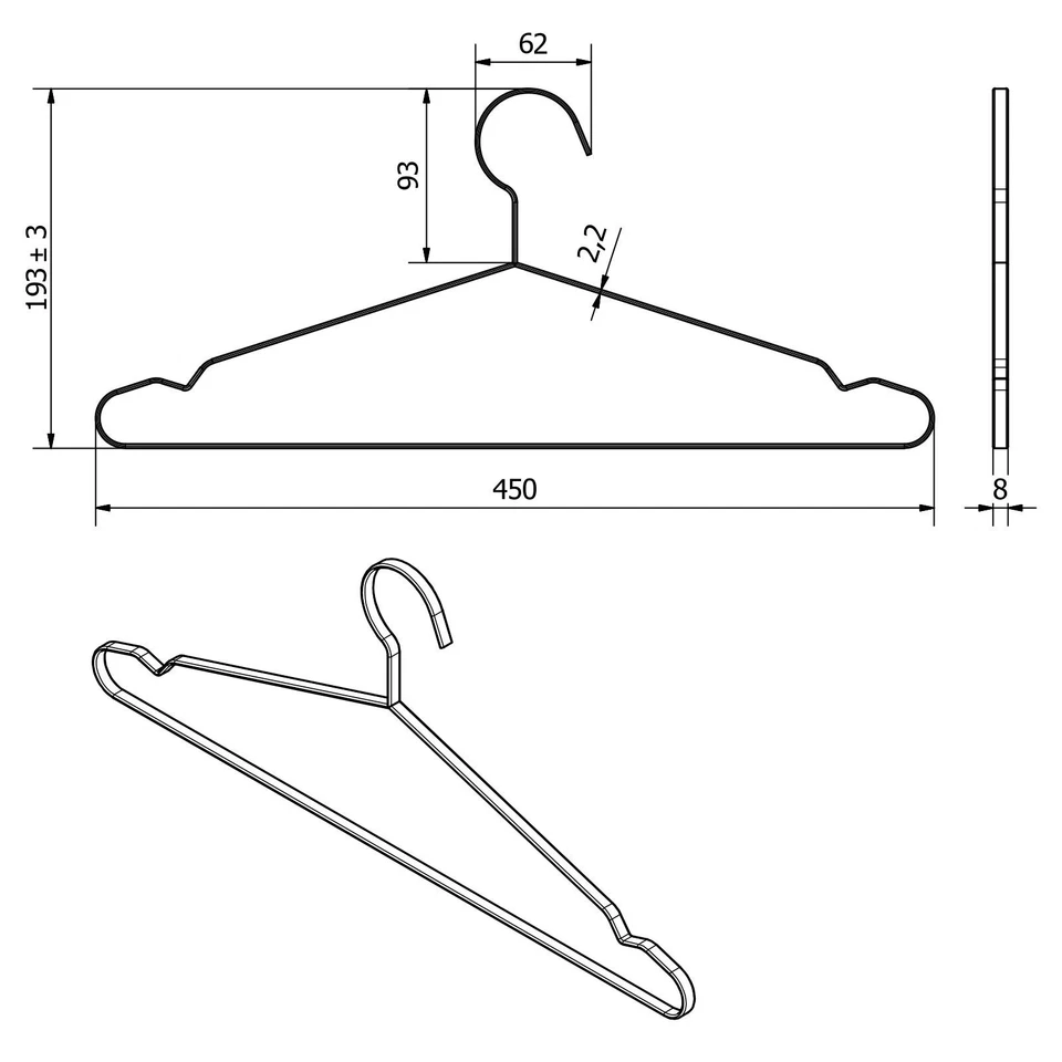 Kleiderbügel Garderobenbügel Edelstahl 5-15x L 450mm für Hemd Jacke Bluse SOTECH - Bild 4 von 4