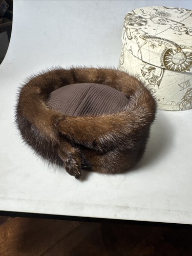 VTG Mink w/ Feet 1950-60's Fur Pillbox Hat Fashion J.W. Robinson, CA EUC! - Picture 10 of 15