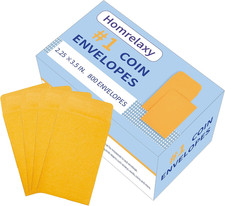  1 800 Pcs Small Coin Envelopes 2.25" X 3.5" with Gummed Flap, Yellow Kraft Mini