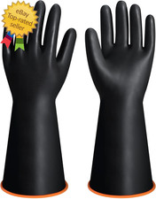 14" XL Size Latex Chemical Resistant Gloves, Reusable Heavy Duty Long Rubber Glo