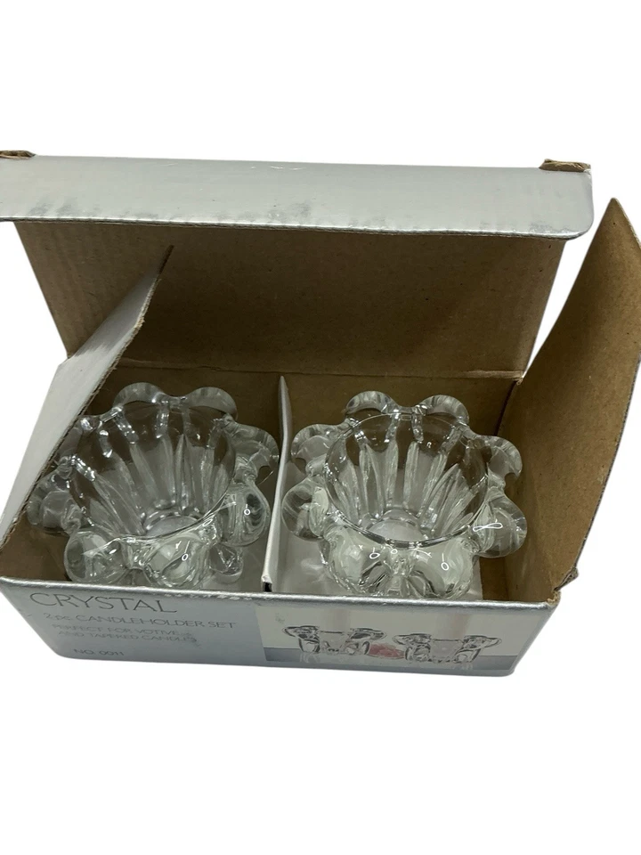 Candelabros de cristal de cristal pesado para juegos de velas votivas/cónicas-2 Foto 3 de 4