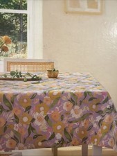 Threshold Lilac Purple Yellow Green Floral Flower Tablecloth Cotton 60  X 104  