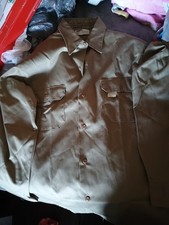 men's L 33 1/2 vtg MONTGOMERY Ward DAGGER collar DRESS shirt Army Tan