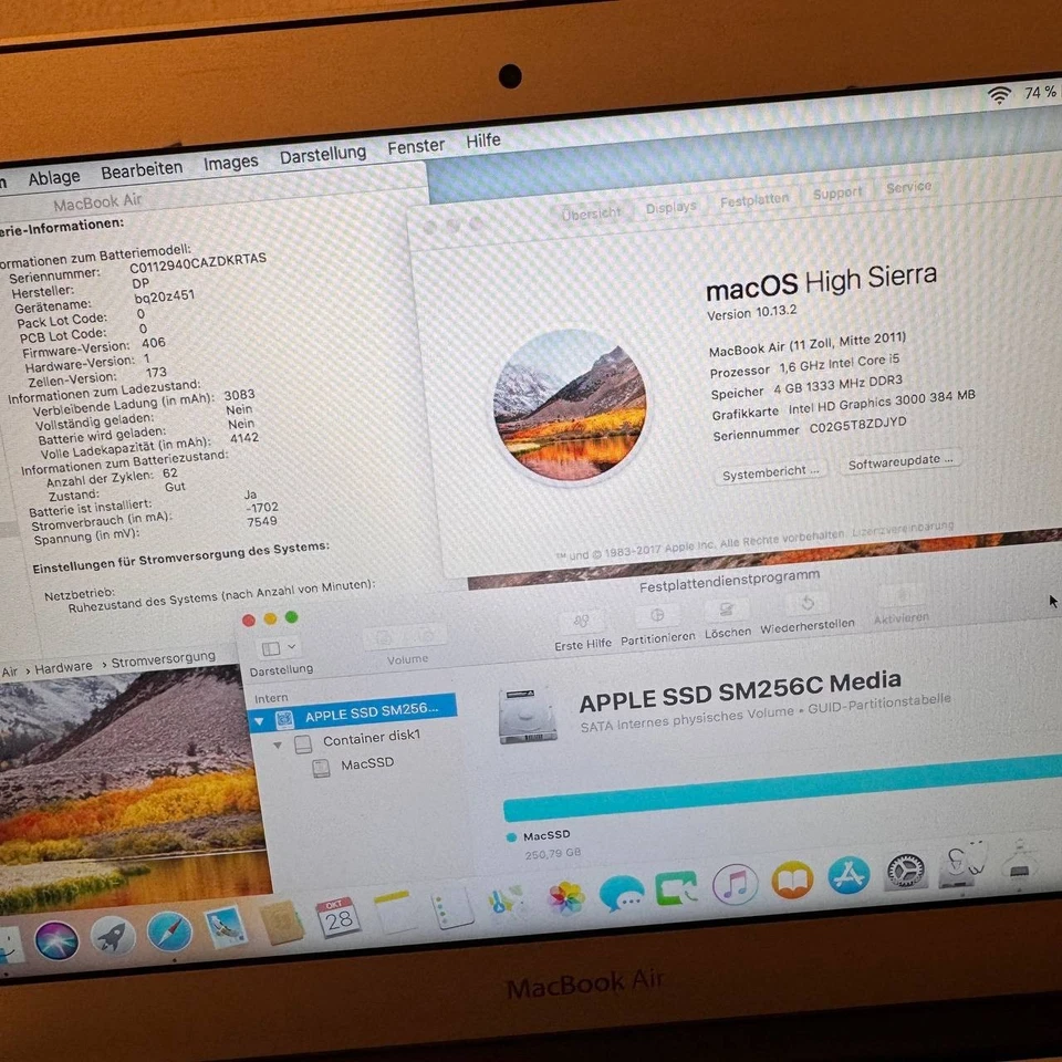 MacBook Air 11Zoll 2011 Core I5| 4gb | 256Gb | 62.Zyk - Bild 2 von 4