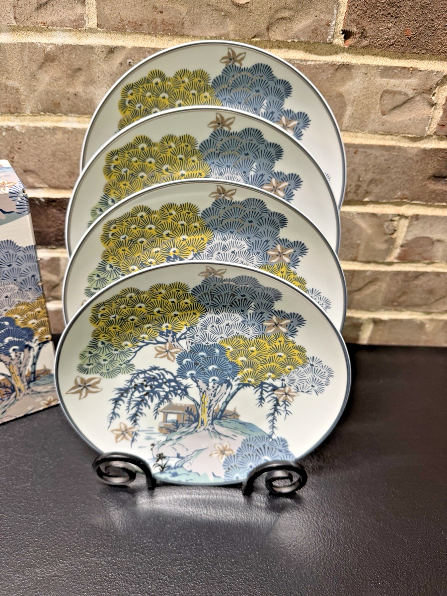 Williams-Sonoma プレート4枚 日本製 ソムリエ柄ヴィンテージ◎ WILLIAMS-SONOMA Scalamandre SEA OF TREES 8.25