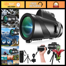 High-Powered 80x100 Monocular Telescope with Smartphone Adapter for Bird Watchin
