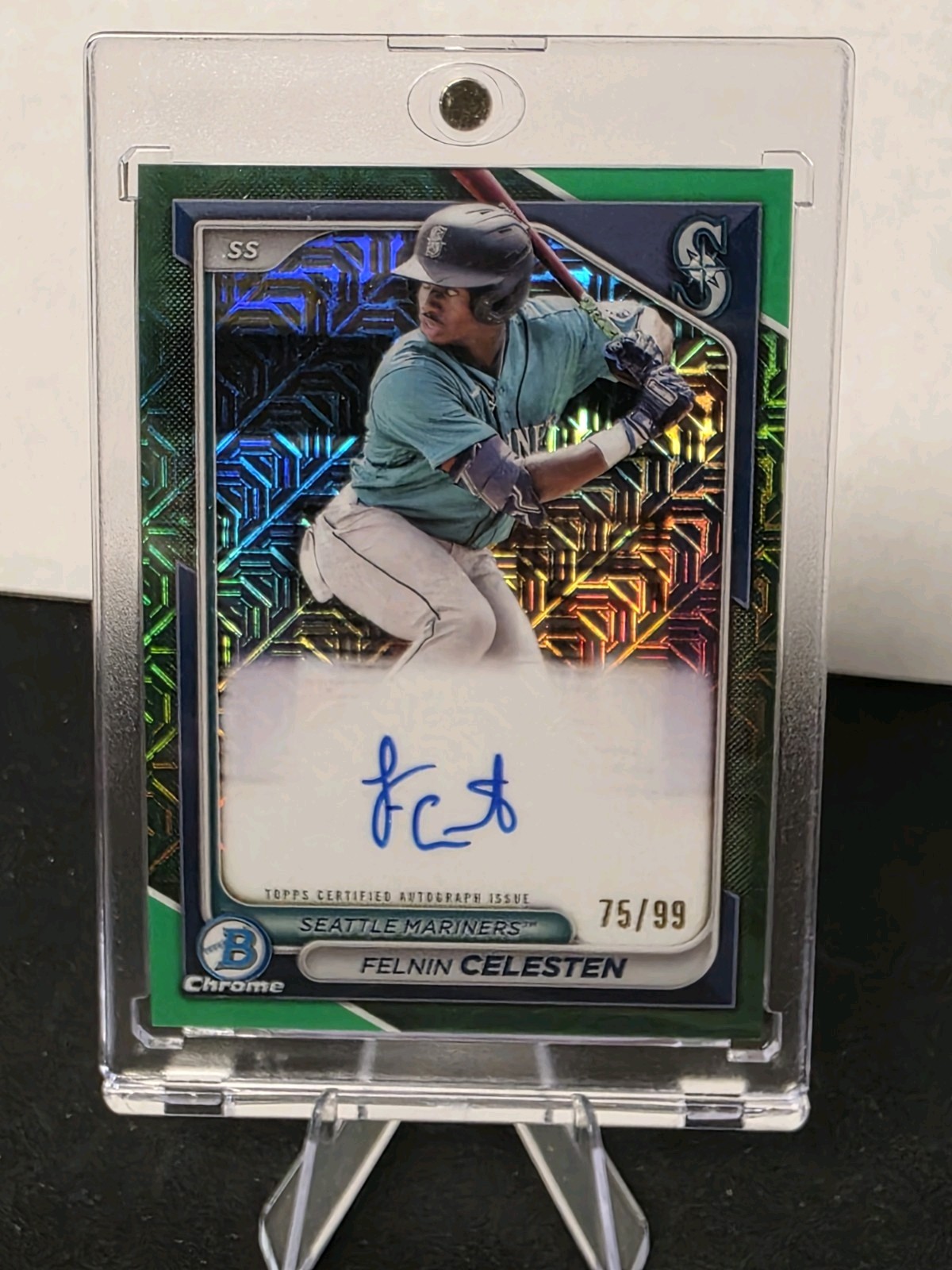 2024 Bowman Chrome Prospects Mega Box Felnin Celesten Green Mojo Auto /99 BMA-FC
