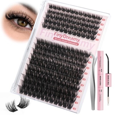 Enchantress Lash Clusters Kit Thick 10-18mm 120 count (Pack of 1), Black